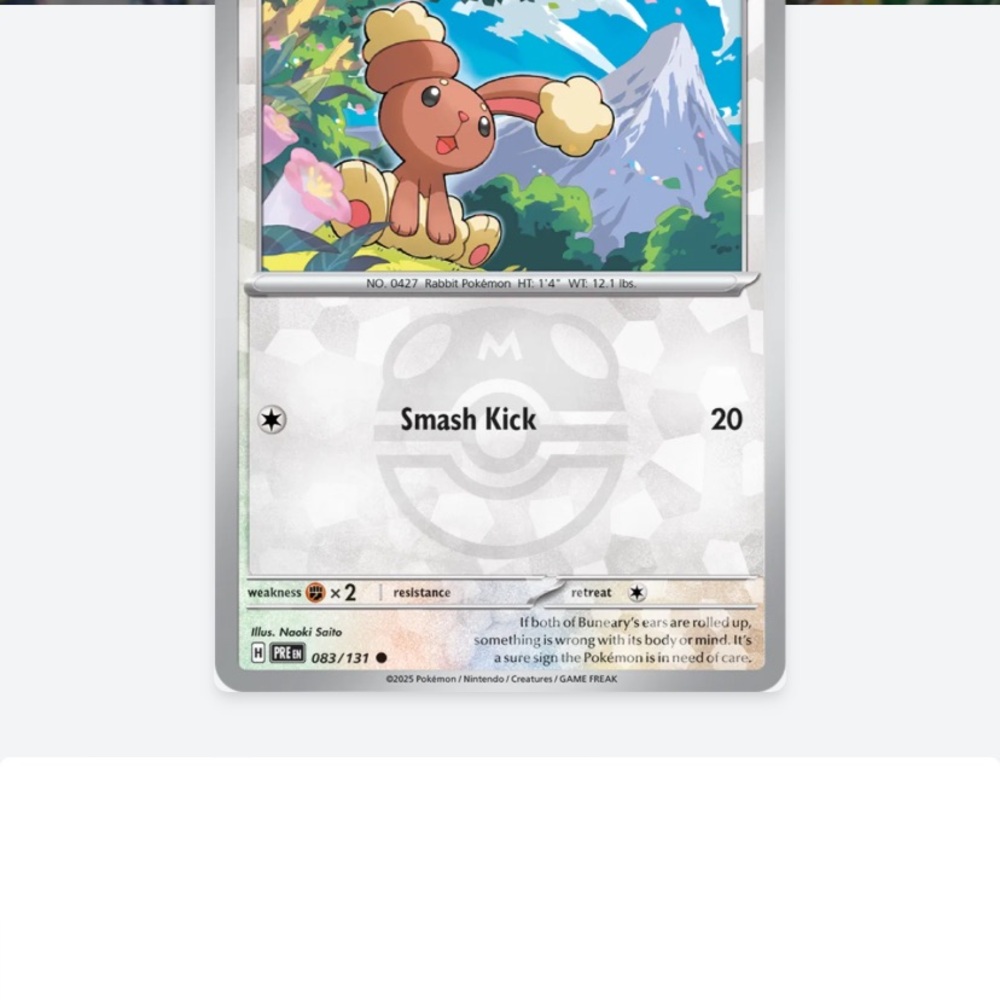 Buneary  master ball holo  prismatic evolutions 083/131